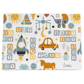 Niedliches Baby Boy Car Toy Muster und Name Baby D Große Geschenktüte (Vorderseite)