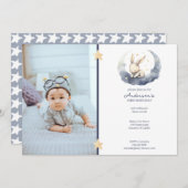 Niedliches Baby Bunny auf einem Mondkid's Geburtst Einladung (Vorne/Hinten)