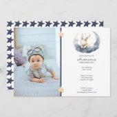 Niedliches Baby Bunny auf einem Mondkid's Geburtst Einladung (Vorne/Hinten)