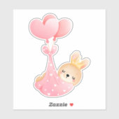 Niedliches Baby-Bunny im Herzen Aufkleber (Blatt)