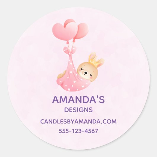 Niedliches Baby-Bunny im Herzen-Blanket-Geschäft Runder Aufkleber (Vorderseite)