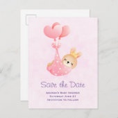 Niedliches Baby Bunny im Herzen Blanket Save the D Einladungspostkarte (Vorne/Hinten)