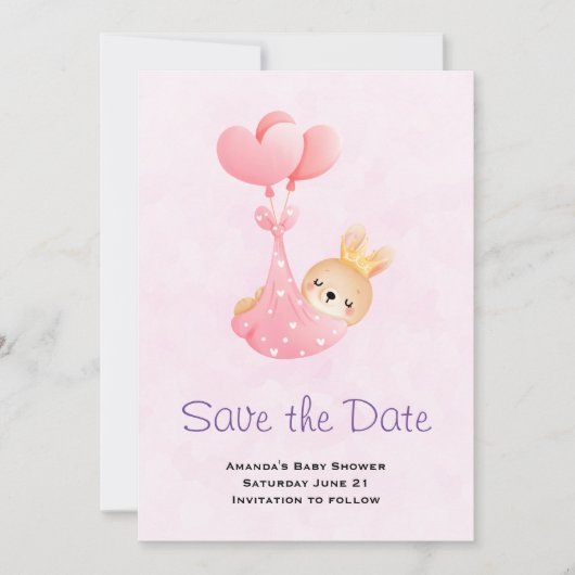 Niedliches Baby Bunny im Herzen Blanket Save the D Save The Date (Vorderseite)