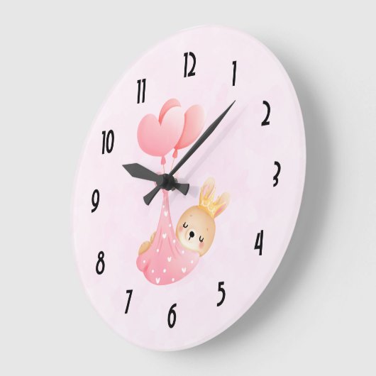 Niedliches Baby-Bunny im Herzen Große Wanduhr (Winkel)