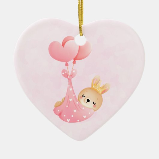 Niedliches Baby-Bunny im Herzen Keramik Ornament (Vorne)