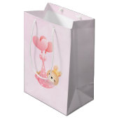 Niedliches Baby-Bunny im Herzen Mittlere Geschenktüte (Vorderseite Schrägansicht)