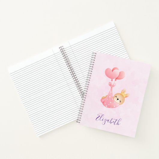 Niedliches Baby-Bunny im Herzen Notizblock (Innenseite)