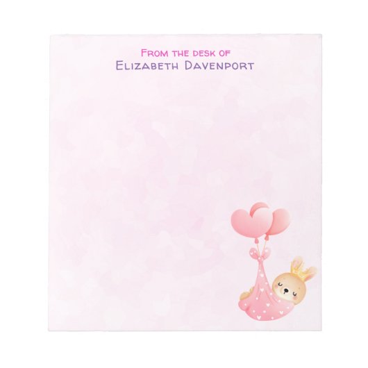 Niedliches Baby-Bunny im Herzen Notizblock (Vorderseite)