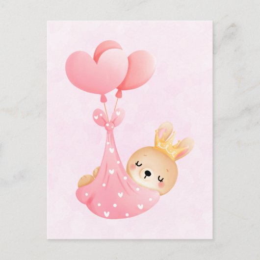 Niedliches Baby-Bunny im Herzen Postkarte (Vorderseite)