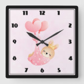 Niedliches Baby-Bunny im Herzen Quadratische Wanduhr (Vorderseite)