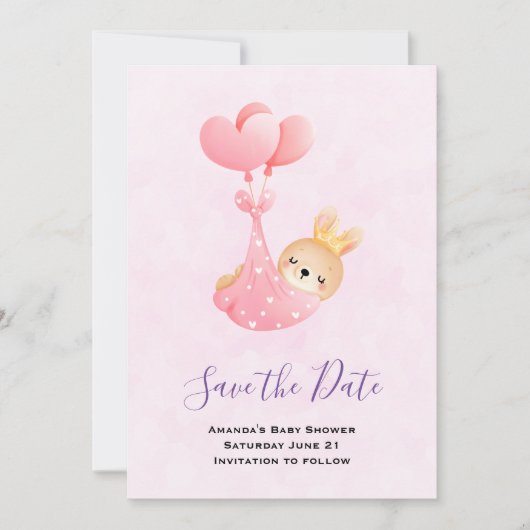 Niedliches Baby-Bunny im Herzen Save The Date (Vorderseite)