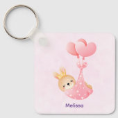Niedliches Baby-Bunny im Herzen Schlüsselanhänger (Vorderseite)
