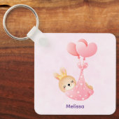 Niedliches Baby-Bunny im Herzen Schlüsselanhänger (Vorderseite)