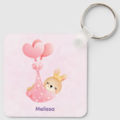 Niedliches Baby-Bunny im Herzen Schlüsselanhänger (Rückseite)