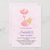 Niedliches Baby Bunny in einer Herz-Blanket Baby-D Einladung (Vorne/Hinten)