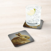 Niedliches Baby Bunny Kanbit in der Hand Getränkeuntersetzer (Rechte Seite)