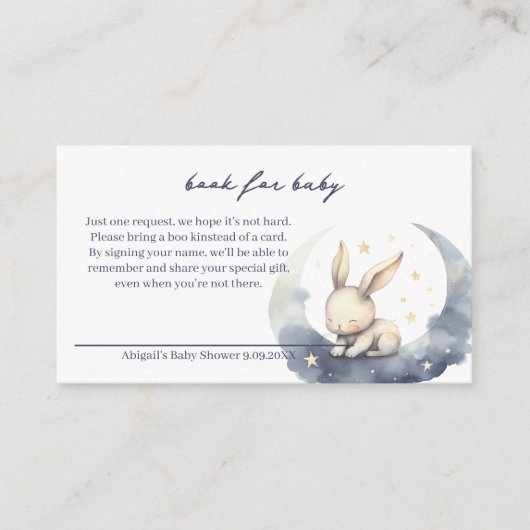 Niedliches Baby Bunny on Moon mit Sternenbüchern f Begleitkarte (Vorderseite)