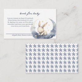 Niedliches Baby Bunny on Moon mit Sternenbüchern f Begleitkarte