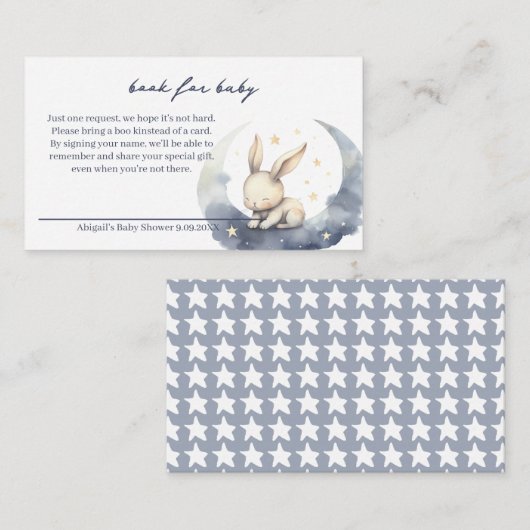 Niedliches Baby Bunny on Moon mit Sternenbüchern f Begleitkarte (Vorne/Hinten)