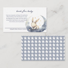 Niedliches Baby Bunny on Moon mit Sternenbüchern f Begleitkarte