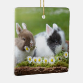 Niedliches Baby Bunny Rabbits mit Blume Keramikornament (Rechts)