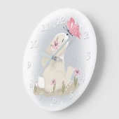 Niedliches Baby Bunny und Schmetterling. Große Wanduhr (Winkel)