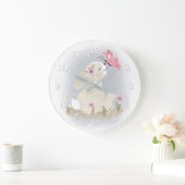 Niedliches Baby Bunny und Schmetterling. Große Wanduhr (Zuhause)