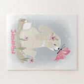 Niedliches Baby Bunny und Schmetterling. Jigsaw Pu Puzzle (Horizontal)