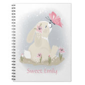 Niedliches Baby Bunny und Schmetterling. Notizblock (Vorderseite)