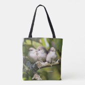 Niedliches Baby Bushtit Songbird im Birnbaum Tasche (Rückseite)