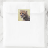 Niedliches Baby Cheetah Cub Quadratischer Aufkleber (Tasche)