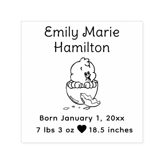 Niedliches Baby Chick Hatching Geburtsankündigung Permastempel (Design)