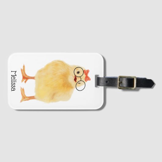 Niedliches Baby-Chick mit Brille Gepäckanhänger (Vorderseite (Horizontal))