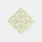 Niedliches Baby Chicks Minze Grün Frühling Blumenm Serviette (Ecke)