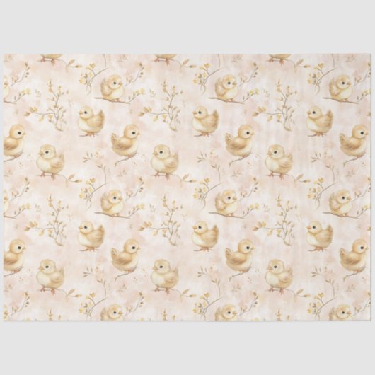 Niedliches Baby Chicks Pink Wasserfarbmuster Seidenpapier (Vorderseite)