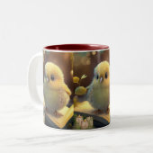 Niedliches Baby-Cick auf einem Buch Zweifarbige Tasse (Vorderseite Links)