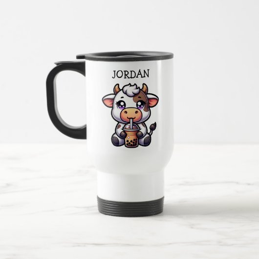 Niedliches Baby Cow trinken Boba Kawaii Cartoon Reisebecher (Links)