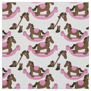 Niedliches Baby Cowgirl Rock Rocking Horse Stoff