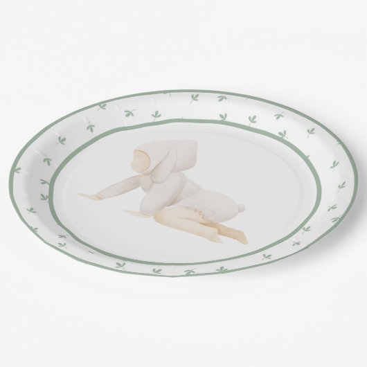 Niedliches Baby Crawling Baby Dusche Pappteller (Schrägansicht)