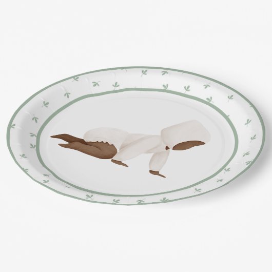 Niedliches Baby Crawling Baby Showpaper Pl Pappteller (Schrägansicht)