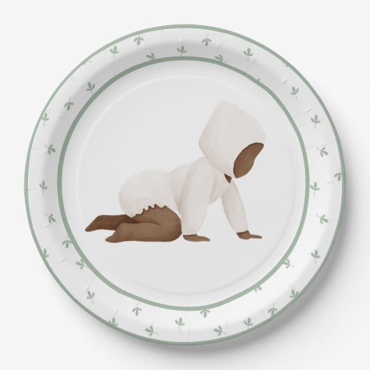Niedliches Baby Crawling Baby Showpaper Pl Pappteller (Vorderseite)