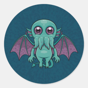 Niedliches Baby-Cthulhu-Monster Runder Aufkleber