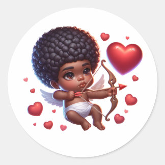 Niedliches Baby-Cupid mit Herz und Pfeil Runder Aufkleber