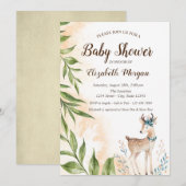 Niedliches Baby Deer Blätter Kinderdusche Einladun Einladung (Vorne/Hinten)