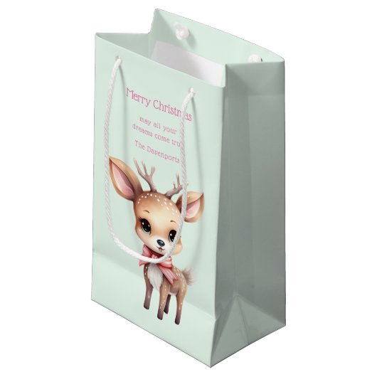 Niedliches Baby Deer Cartoon Illustration Weihnach Kleine Geschenktüte (Vorderseite Schrägansicht)
