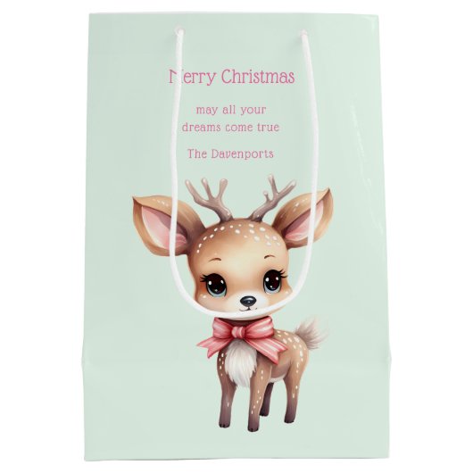 Niedliches Baby Deer Cartoon Illustration Weihnach Mittlere Geschenktüte (Rückseite)