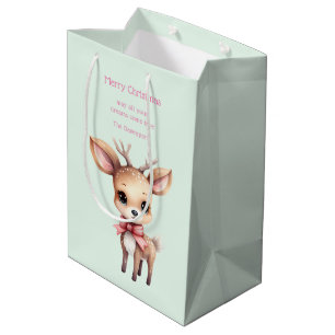 Niedliches Baby Deer Cartoon Illustration Weihnach Mittlere Geschenktüte
