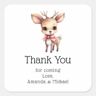 Niedliches Baby Deer Cartoon Zeichnend Party Viele Quadratischer Aufkleber
