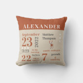 Niedliches Baby Deer Fall Orange Birth Stats Boy K Kissen (Vorderseite)