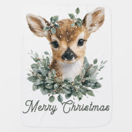 Niedliches Baby Deer Frohe Weihnachten - Aquarell  Babydecke